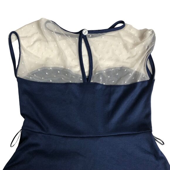 Rock Steady Dress Womens Small Blue Rockabilly Retro Pin Up Swiss Dot Nautical - Picture 9 of 14